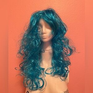 Blue curly Wig